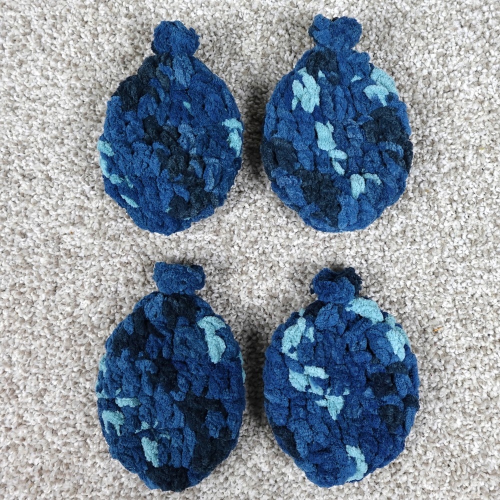 4pc Reusable Crochet Water Balloons Blue Camo Eco Friendly Summer Outdoor Toys